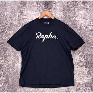 Rapha Logo T Shirt Large Mens Black Chain Stitch Embroidered Short Sleeve